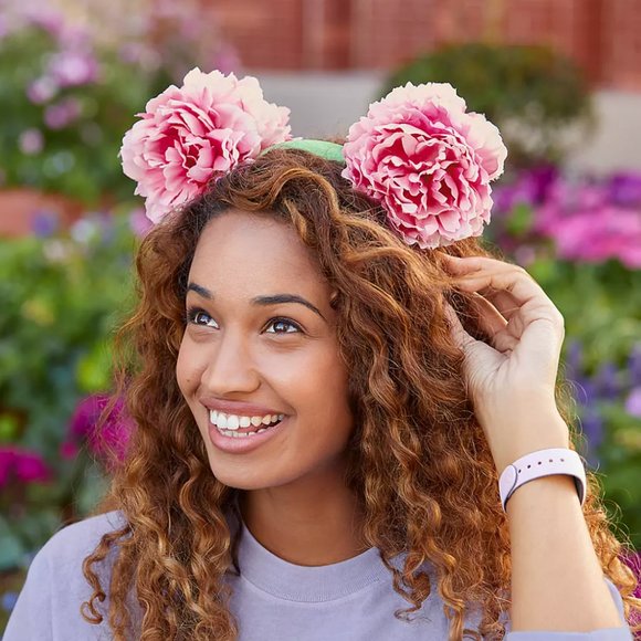 ?Minnie Mouse Spring Floral Peony Ears Headband
